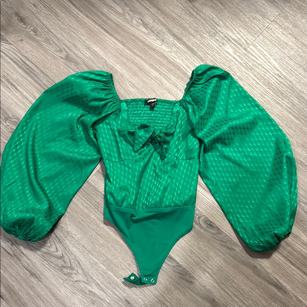 Express Emerald Green Puff Sleeve Bodysuit